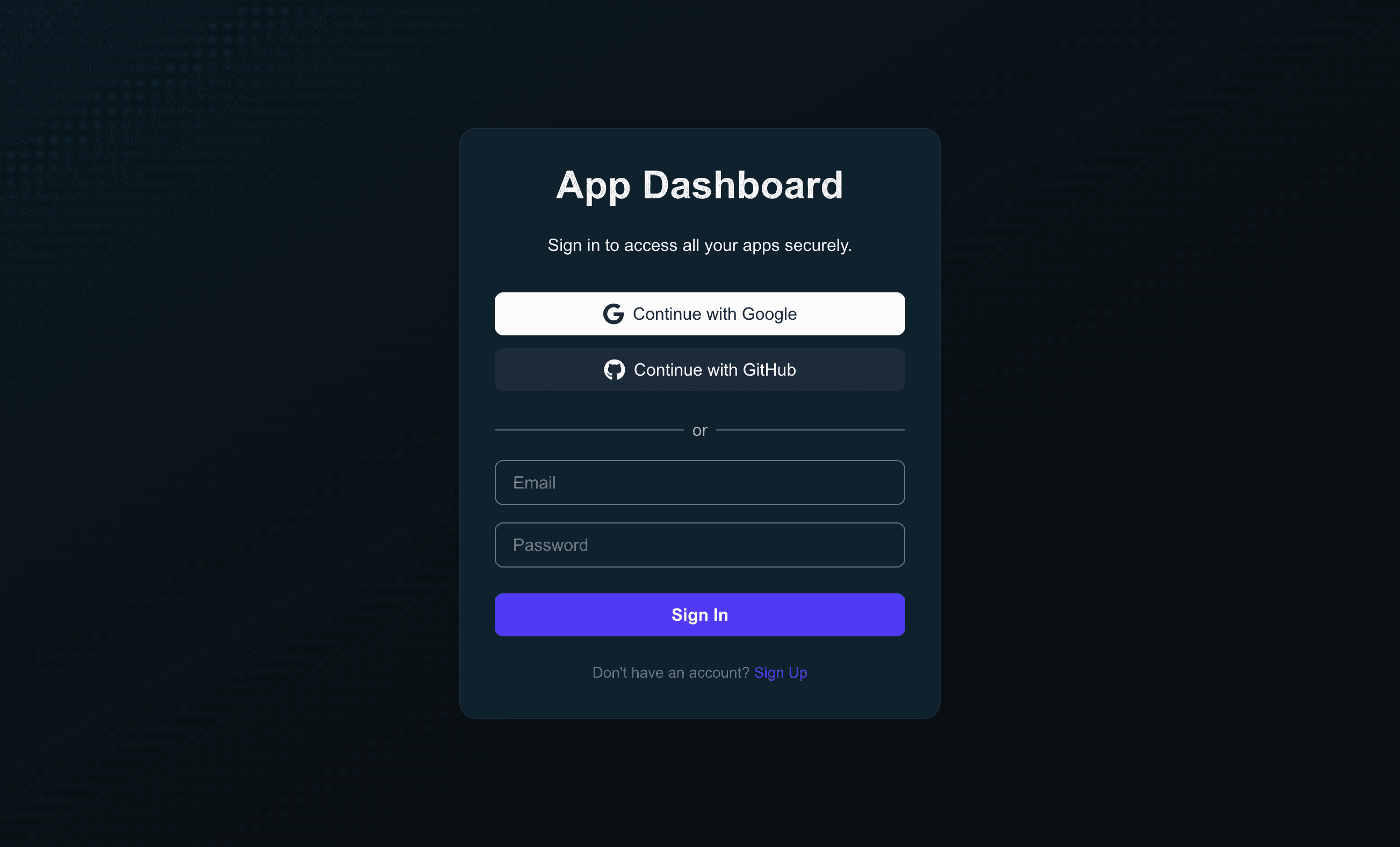 SSO App Dashboard